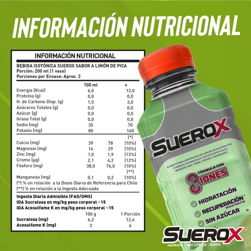 Suerox Limon De Pica x 630 ml (Bebida Energetica)