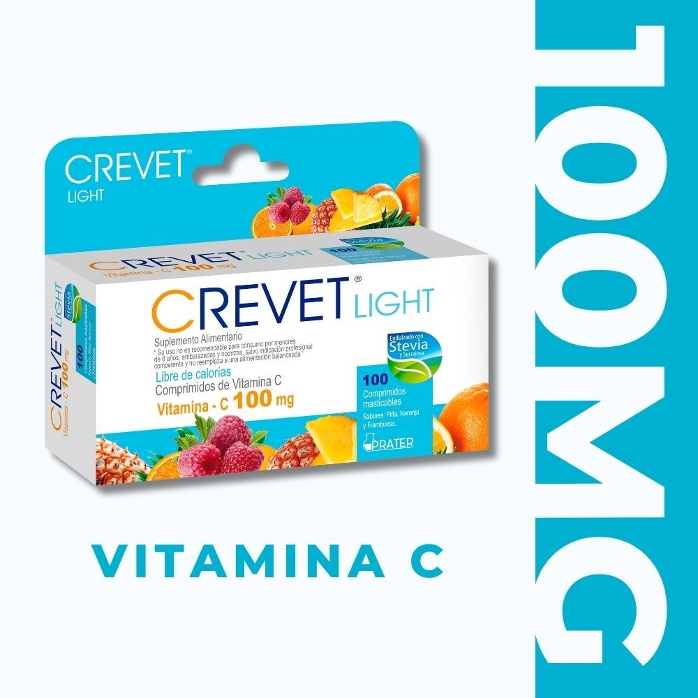 Crevet Light Comprimidos Mast 100 mg Multisabor x 100 (Vitamina C)