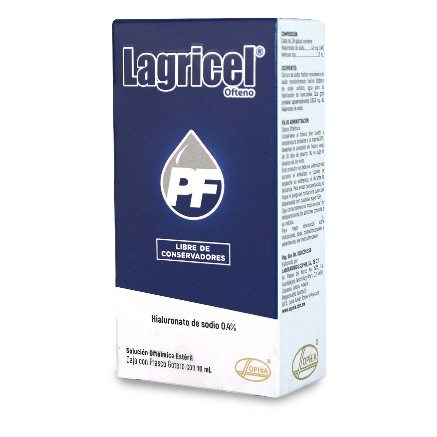 Lagricel Ofteno Pf Solución Oftálmica x 10 ml (Hialuronato De Sodio)