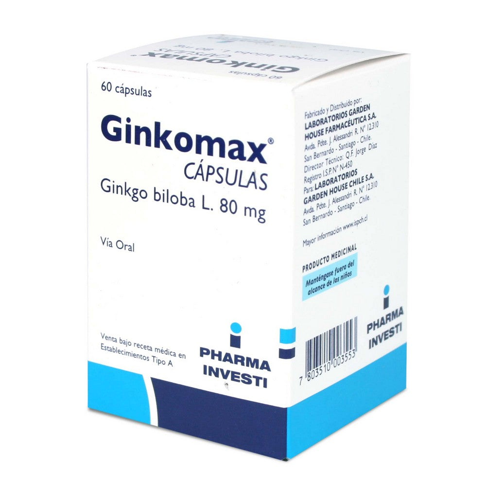 Ginkomax Cápsulas 80 mg x 60 (Ginkgo Biloba)