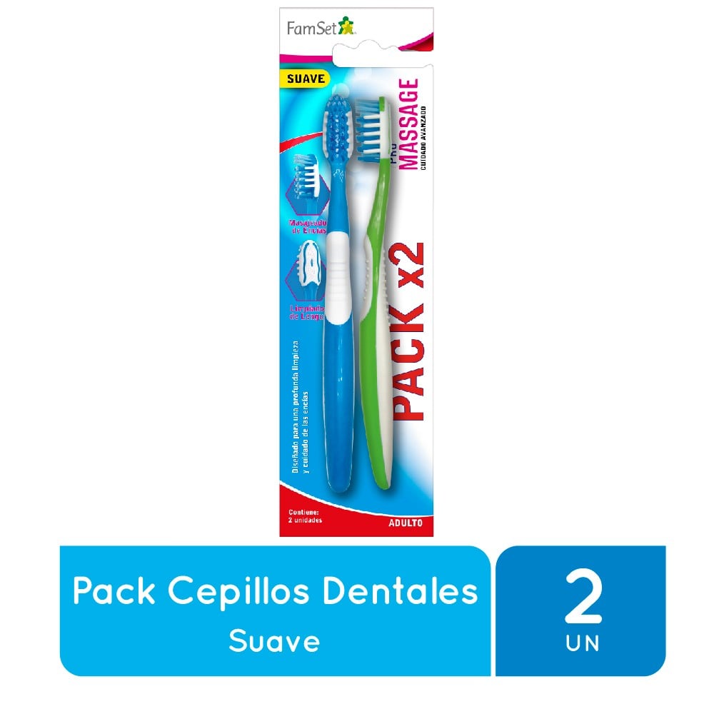 Dentalclean Cepillo Dental Adulto Suave x 2 Unidades