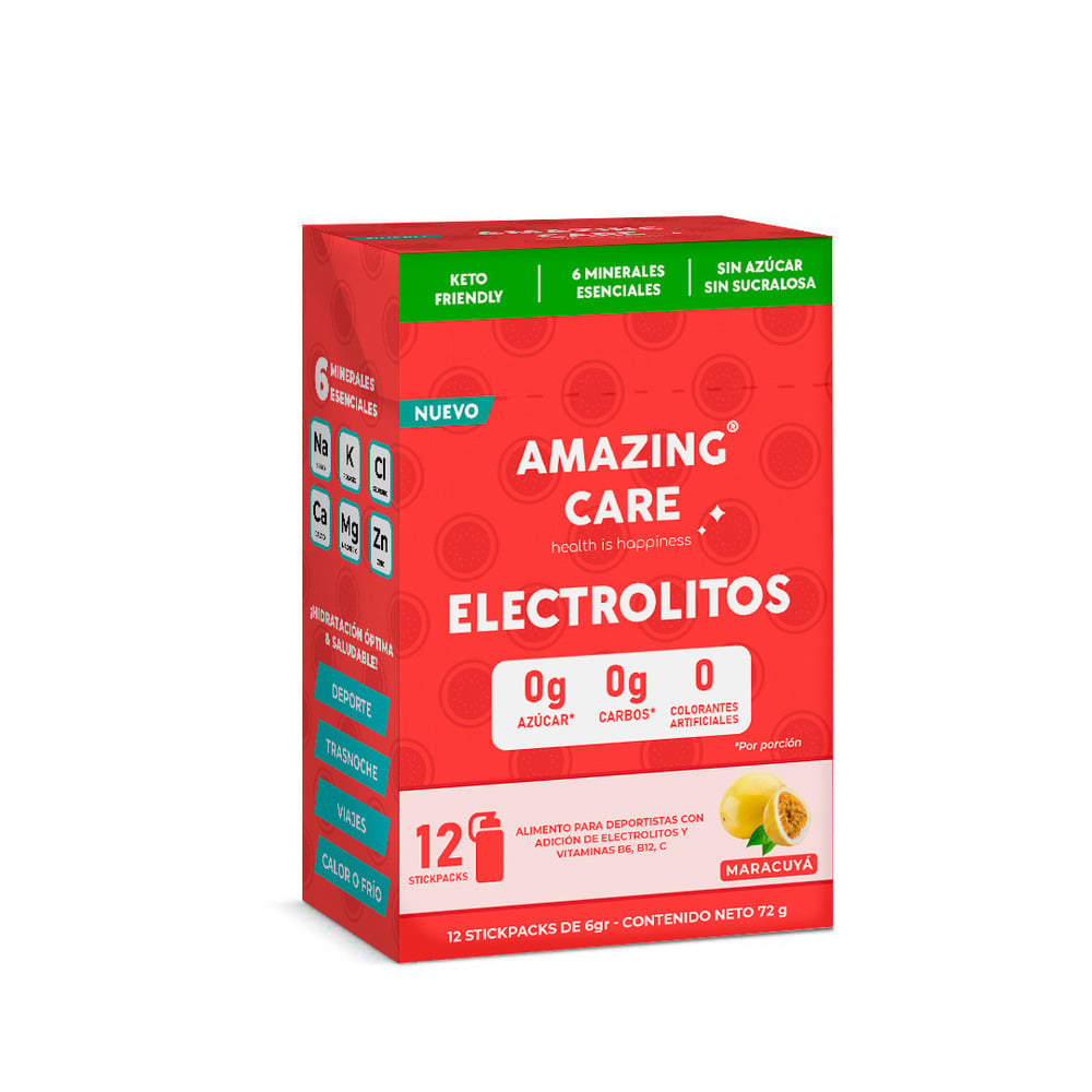Amazing Care Electrolitos En Polvo Piña x 12 Unidades