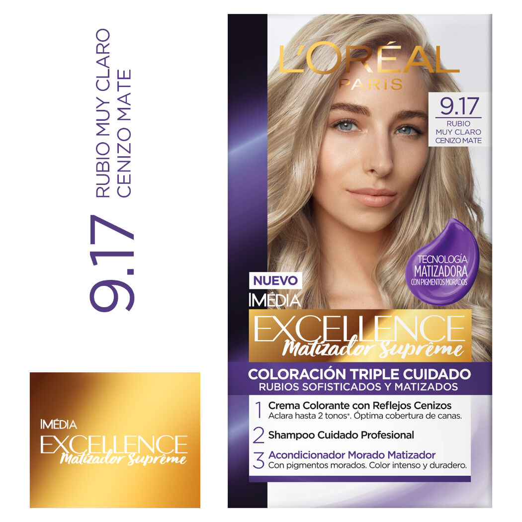 Excellence Tinte 9.17 Rub Muy Claro Cenizo Matte