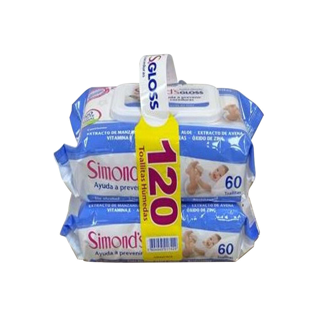 Toalla Humeda Planas Gloss 2 x 60 Unidades Simonds (Toallas Humedas)