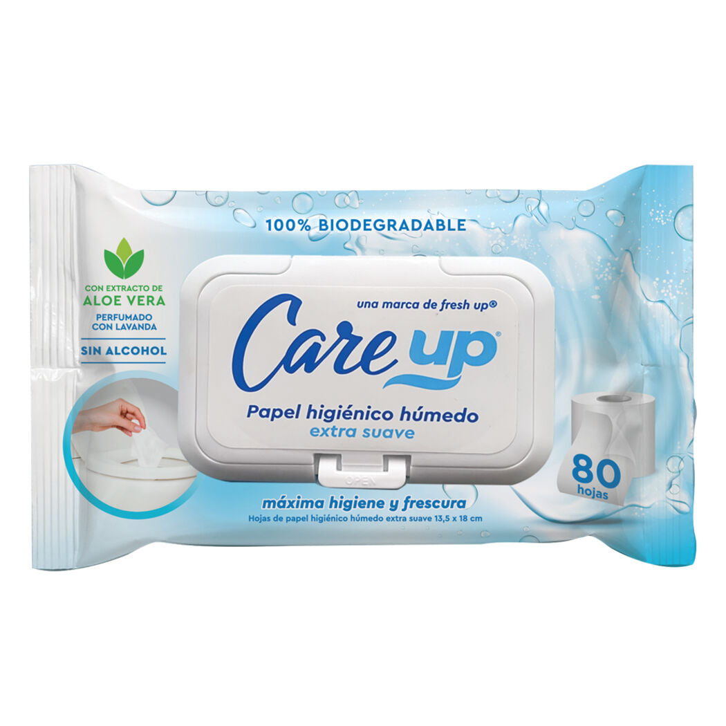 Care Up Papel Higienico Humedo C/Tapa x 80 Unidades