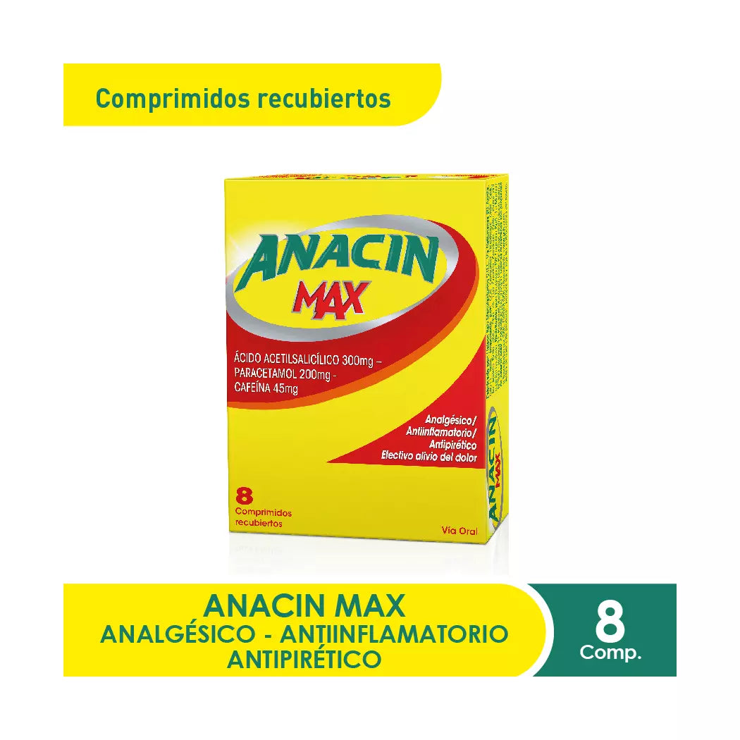 Anacin Max Comprimidos x 8 (Acido Acetilsalicilico/Cafeina)