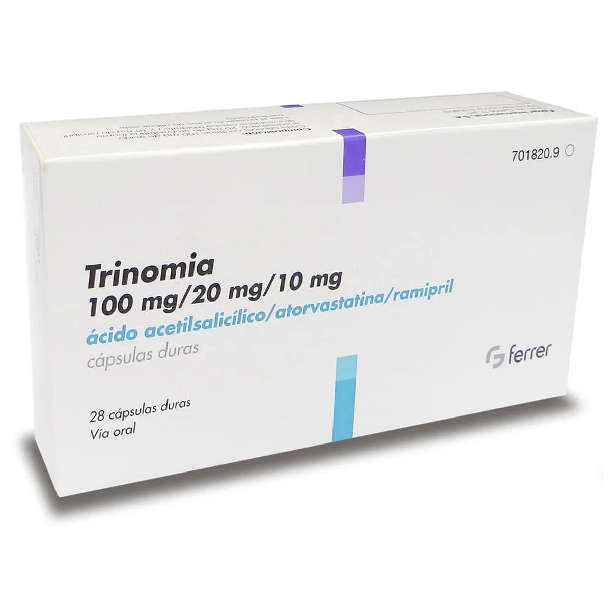 Trinomia Comprimidos 100mg/20/5 x 28 (Acido Acetilsalicilico/Atorvastatina/Ramipril)