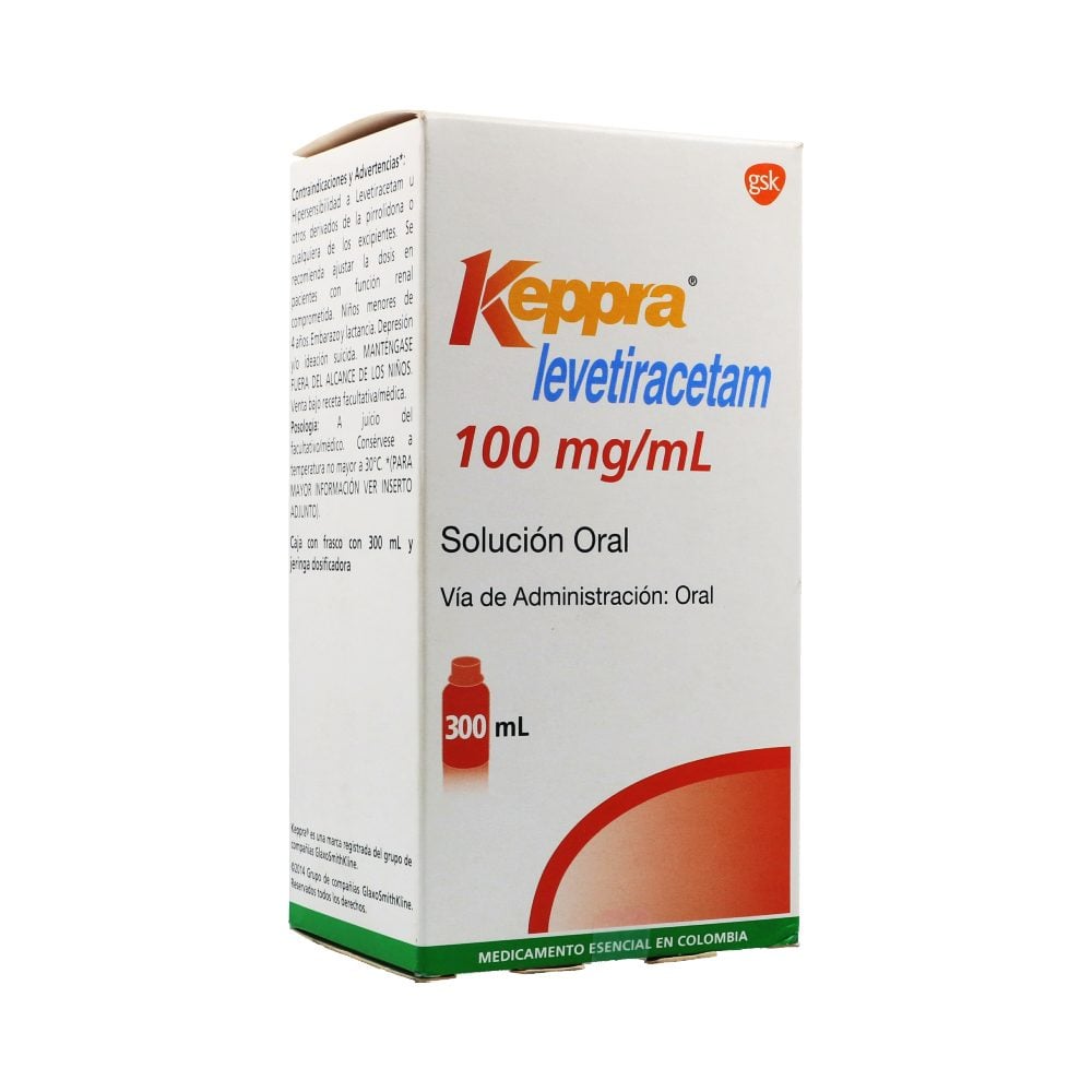 Keppra Solución Oral 100 mg x 300 ml (Levetiracetam)