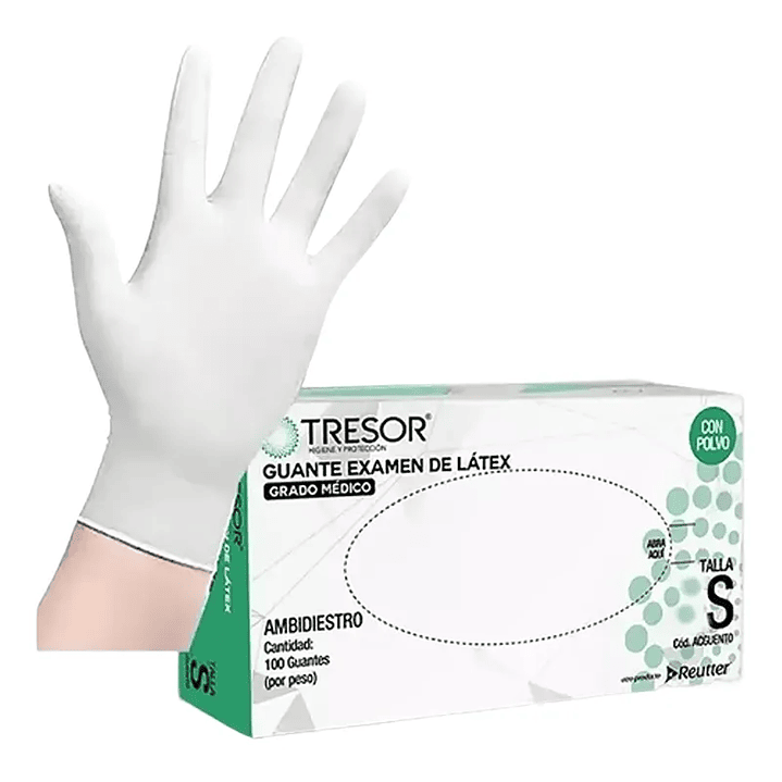 Guante Examen Vinilo L/P Tresor L x 100 Unidades (Guantes)