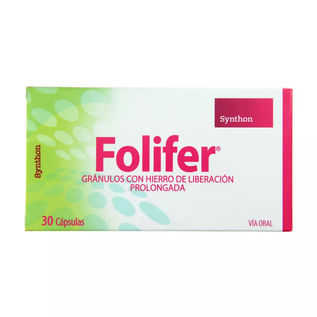 Folifer Cápsulas x 30 (Vit C/Ac Folico/Vit B12/Hierro)