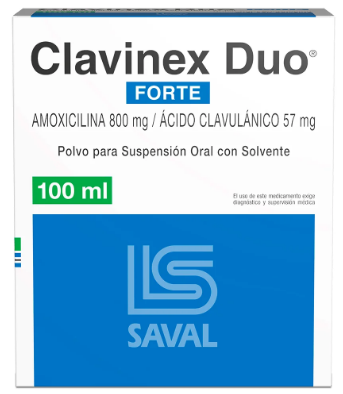 Clavinex Duo Forte x 100 ml (Amoxicilina/Ácido Clavulánico)