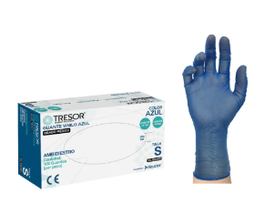 Guante Examen Vinilo L/P Azul Tresor S