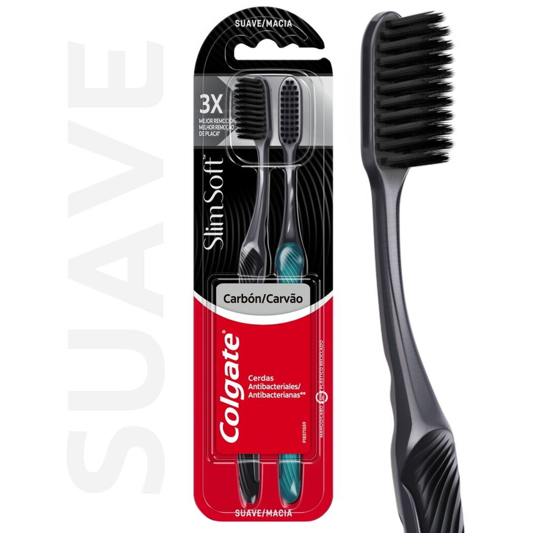 Colgate Cep Dental Slimsoft Black Suave x 2 Unidades (Cepillos Dentales Adulto)