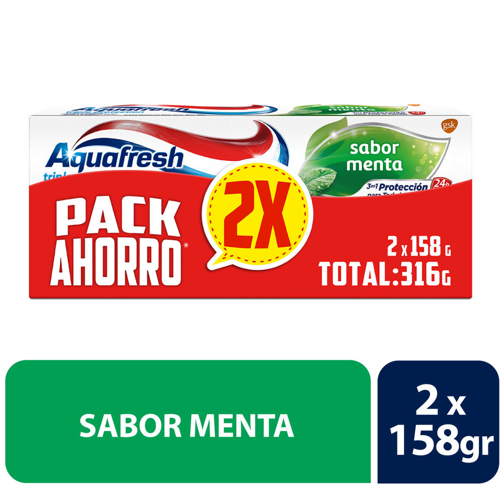 Aquafresh Soft Mint 158 Gr x 2 Pack (Crema Dental Adulto)