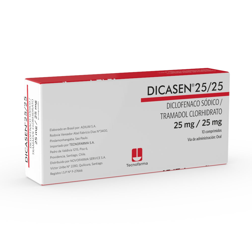 Dicasen 25mg/25mg Comprimidos x 10 (Diclofenac/Tramadol)