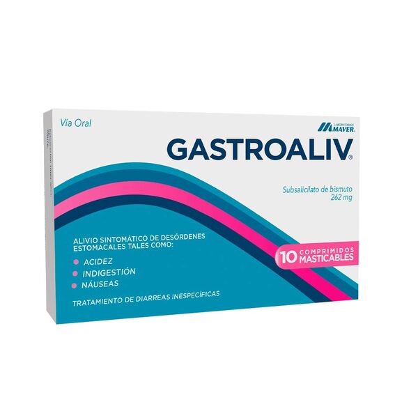 Gastroaliv Masticable Comprimidos x 10 (Subsalicilato De Bismuto)
