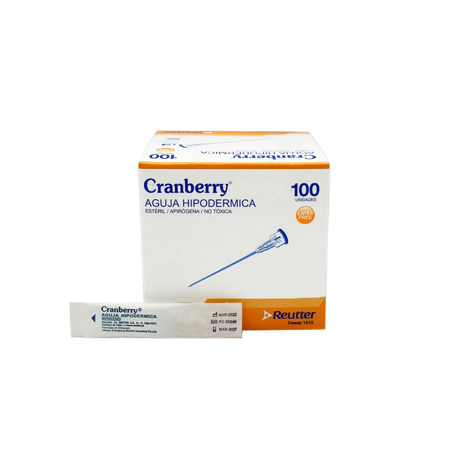 Aguja Hipodermica 23 G x 1 Caja x 100 Cranberry (Agujas Hipodermicas)