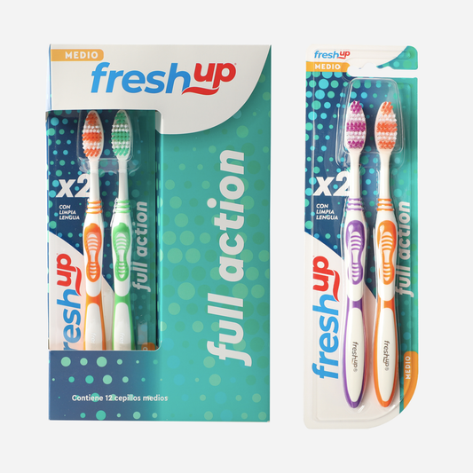 Freshup Cepillo Adulto Action Medio x 2 Unidades