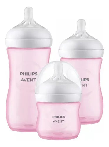 Avent Set Mamadera Anticolico Rosa 260ml+ Mamadera 330 ml + Mamadera 125 ml