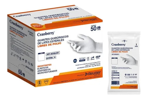 Guante Quirurgico L/P Cranberry 7,5 x 50 Par