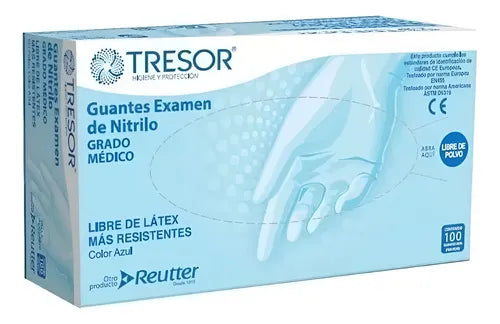 Guante Examen Vinilo L/P Bco Tresor S x 100 Unidades