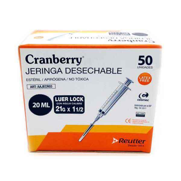 Cranberry Jeringa 20 Cc Lock C/A 21 x 1 1/2 x 50 Reutter (Jeringas)