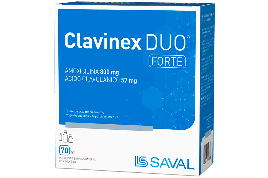 Clavinex Duo Sus 400 mg x 35 ml (Amoxicilina/Ácido Clavulánico)