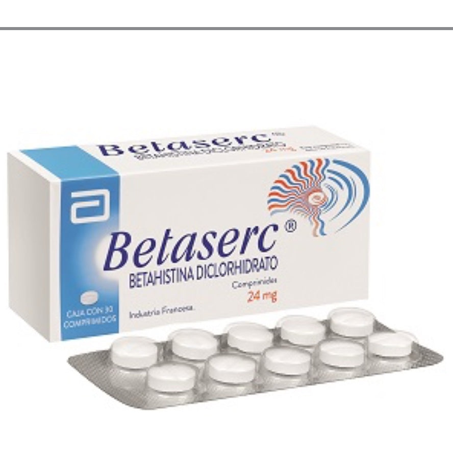 Betaserc Comprimidos 24 mg x 30 (Betahistina)
