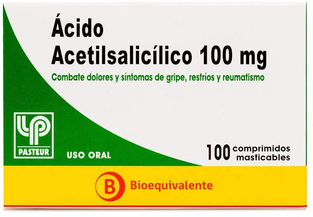 Acido Acetil Salicilico Comprimidos 100 mg x 100 Past