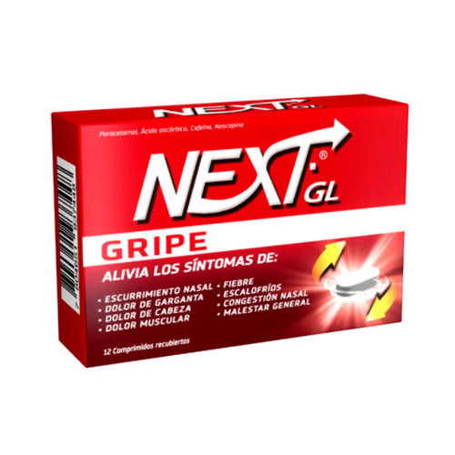 Next Gl Comprimidos x 12 (Paracetamol/Cafeina/Vitamina C/Noscapina)