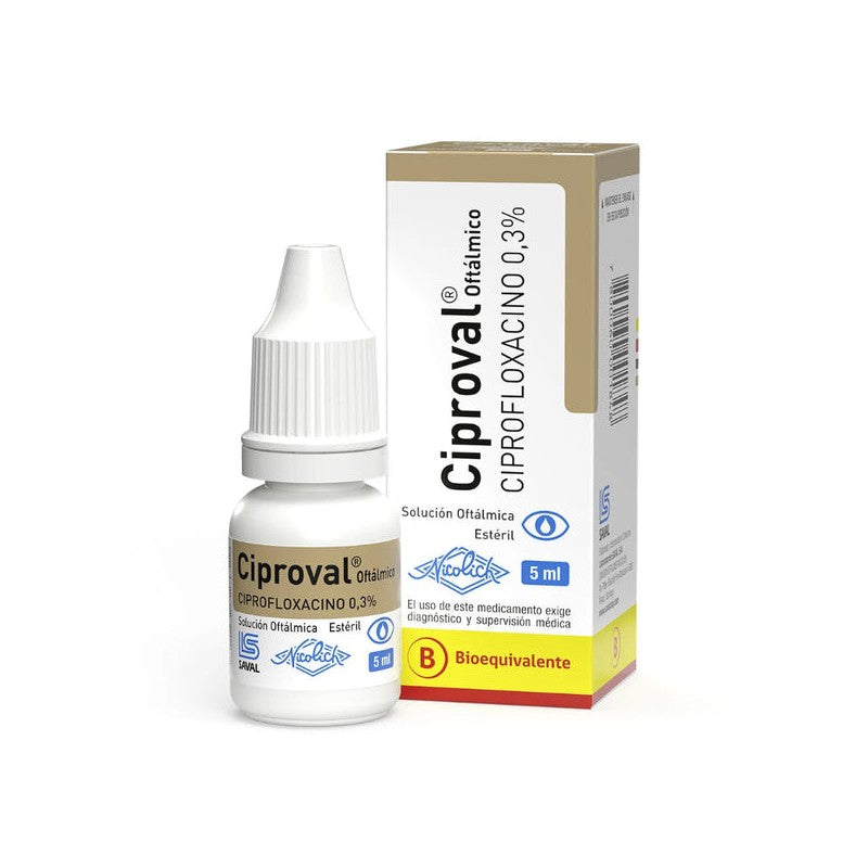 Ciproval Solución Oftálmica 0,3% x 5 ml (Ciprofloxacino)