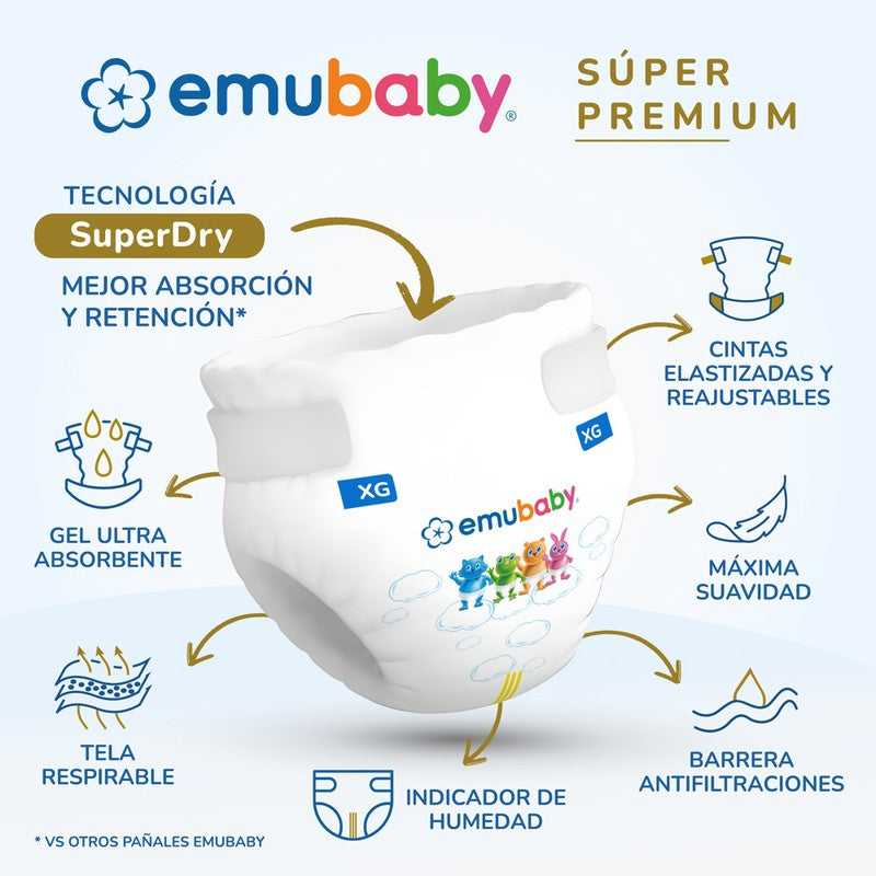 Emubaby Pañal Premium Xxg x 14 Unidades (Pañal Infantil)