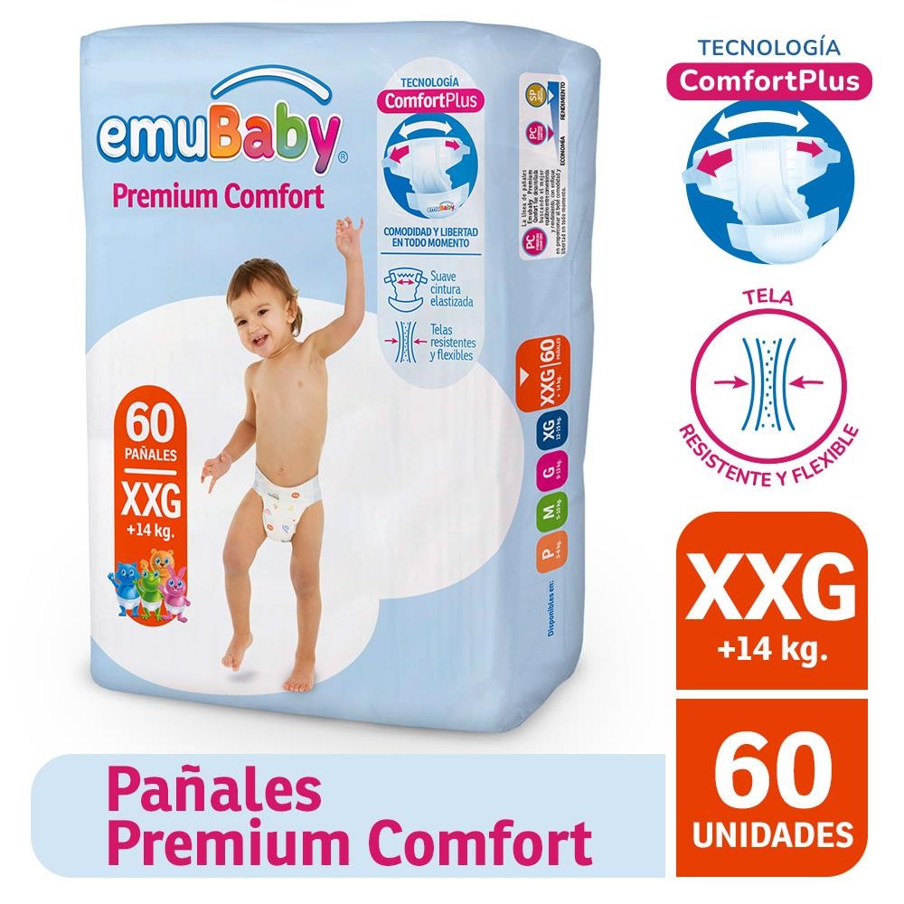 Emubaby Pañal Premium Comfort Xxg x 14 Unidades