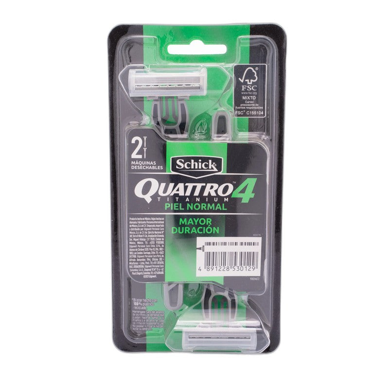 Schick Quattro Maquina Titan Piel S x 2 Unidades