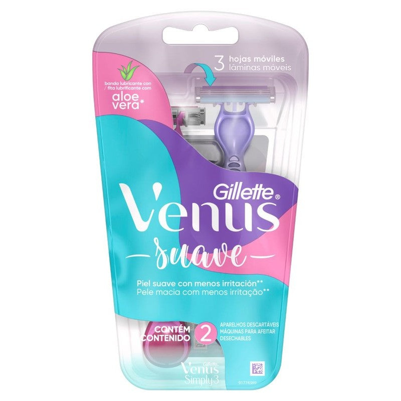 Gillette Venus Maquina Simply3 Sensitive x 2 Unidades
