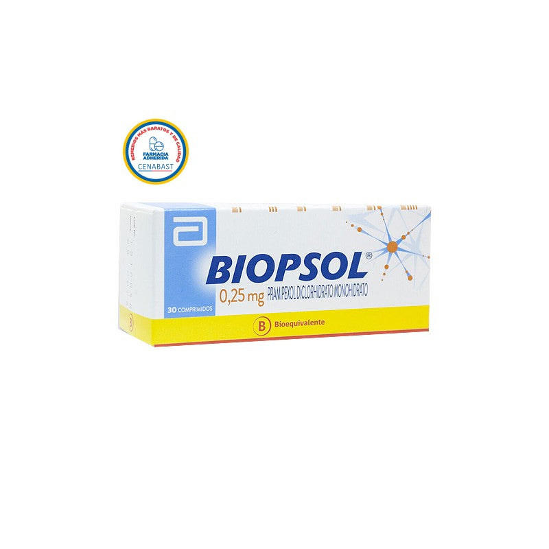 Biopsol Comprimidos 0,25 mg x 30 (Pramipexol)