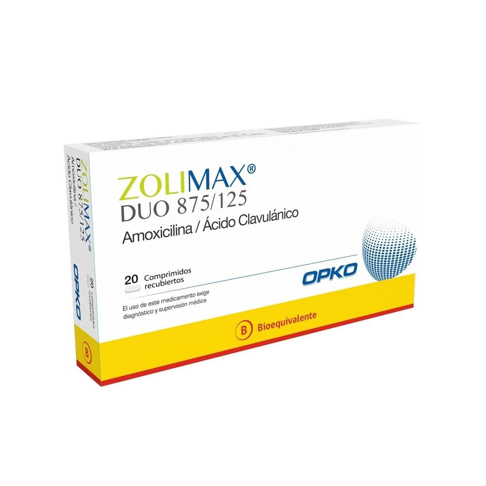 Zolimax Duo Comprimidos 875/125 x 20 (Amoxicilina/Ácido Clavulánico)