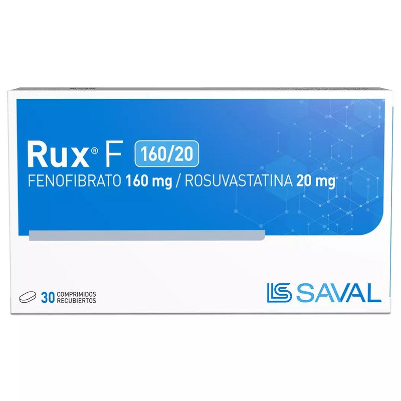 Rux F Comprimidos 20/160 mg x 30 (Rosuvastatina + Fenofibrato)