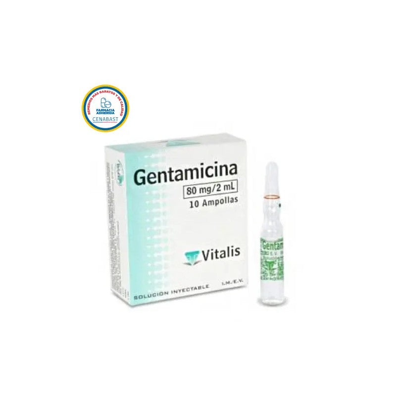Gentamicina Amp 80 mg/2 ml x 10 Vitalis