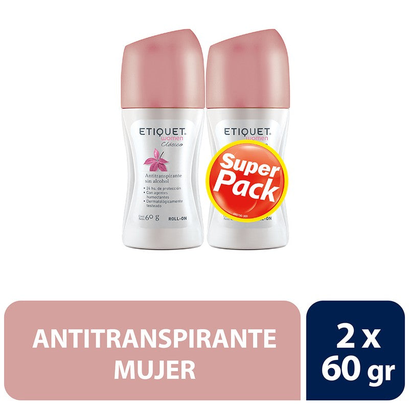 Etiquet Desodorante Clasico Women Rollon x 60 Gr x 2 Pack (Desodorantes)