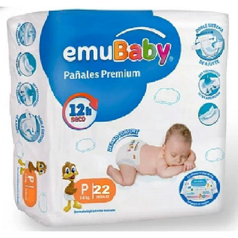 Emubaby Pañal Premium P x 22 Unidades (Pañal Infantil)