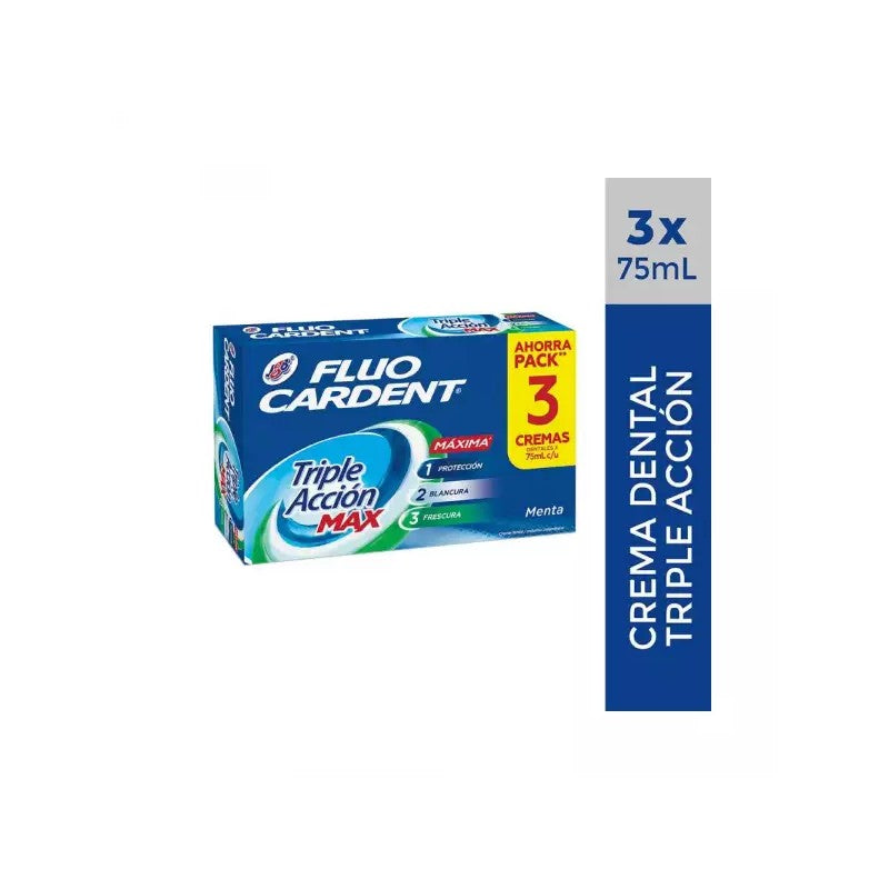 Fluocardent Pasta Dental Triple Accion Max x 75 ml (Crema Dental Adulto)
