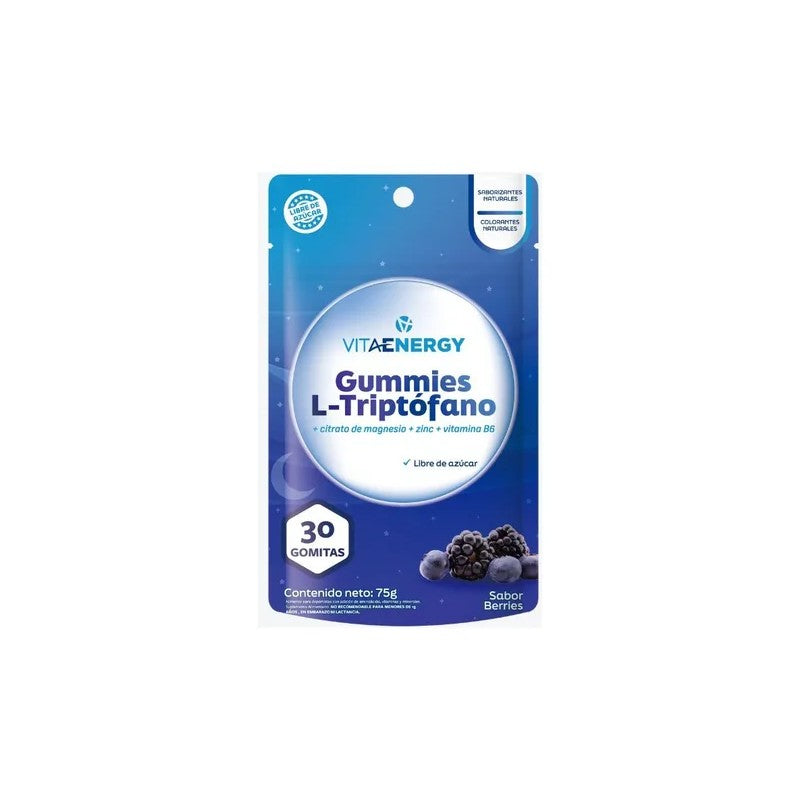 L Triptofano + Citrato De Magnesio + Zinc + Vitamina B6 Gomitas x 30 Unidades Vitaenergy