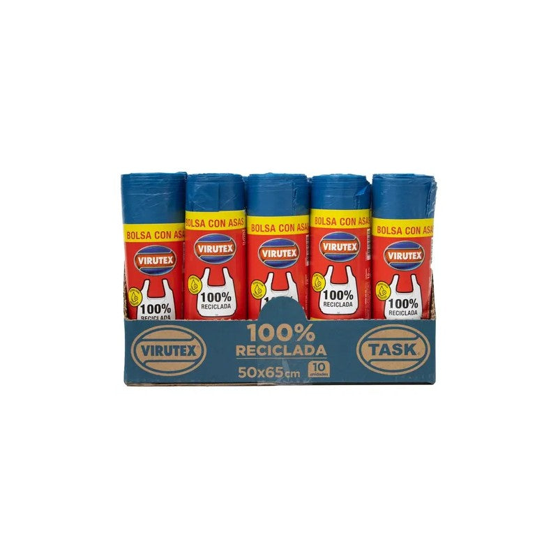 Virutex Bolsa De Basura Con Asas 50 x 65 Cm x 10 Unidades