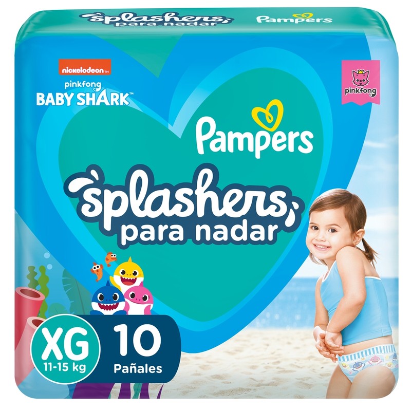 Pampers Splashers Baby Shark G-Xg x 10 Unidades