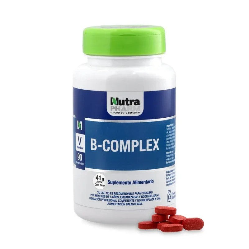 B-Complex + Biotina Comprimidos x 90 Nutrapharm (Vitamina B1+Vitamina B2+Vitamina B6+ Vitamina B12)