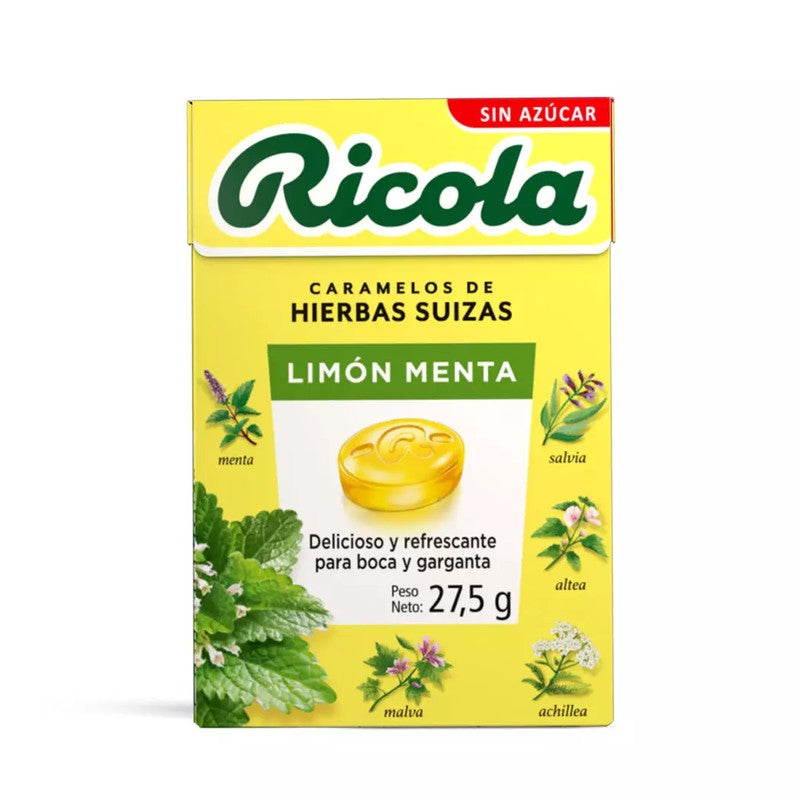 Ricola Caramelo S/Azucar Limon Menta 27,5 Gr x 20 Unidades