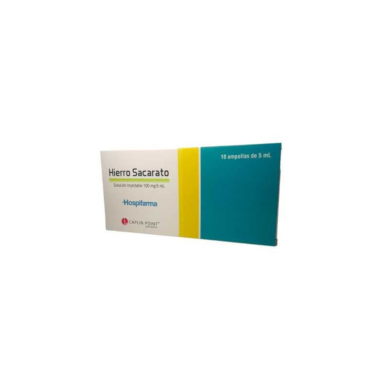 Hierro Sacarato Solución Inyectable 100 mg/5ml x 10 Caplin