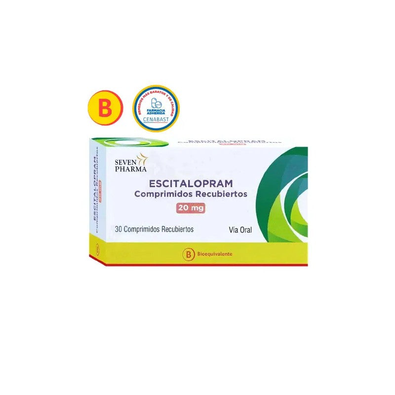 Escitalopram 20 mg x 30 Comprimidos Rec Seven Ph