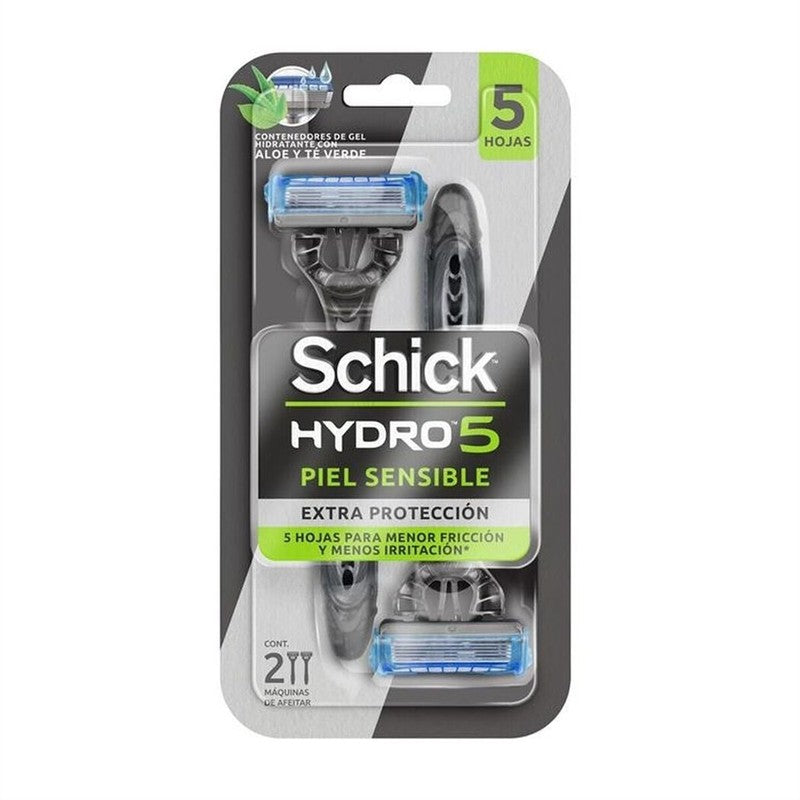 Schick Hydro5 Maquina Piel Sensible 5H x 2 Unidades